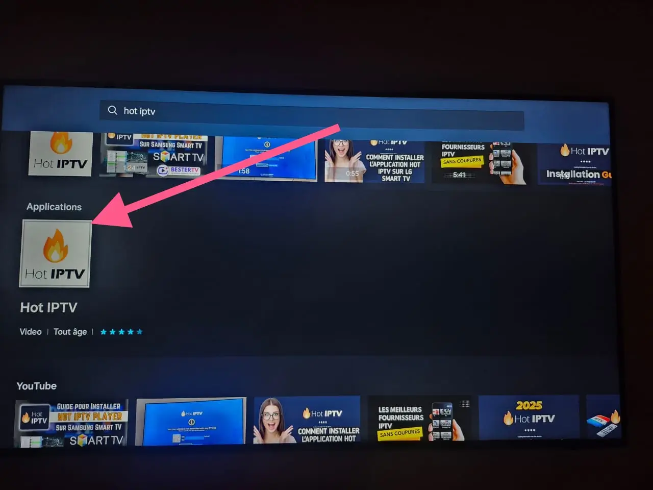 Application Hot IPTV dans les resultats de recherche